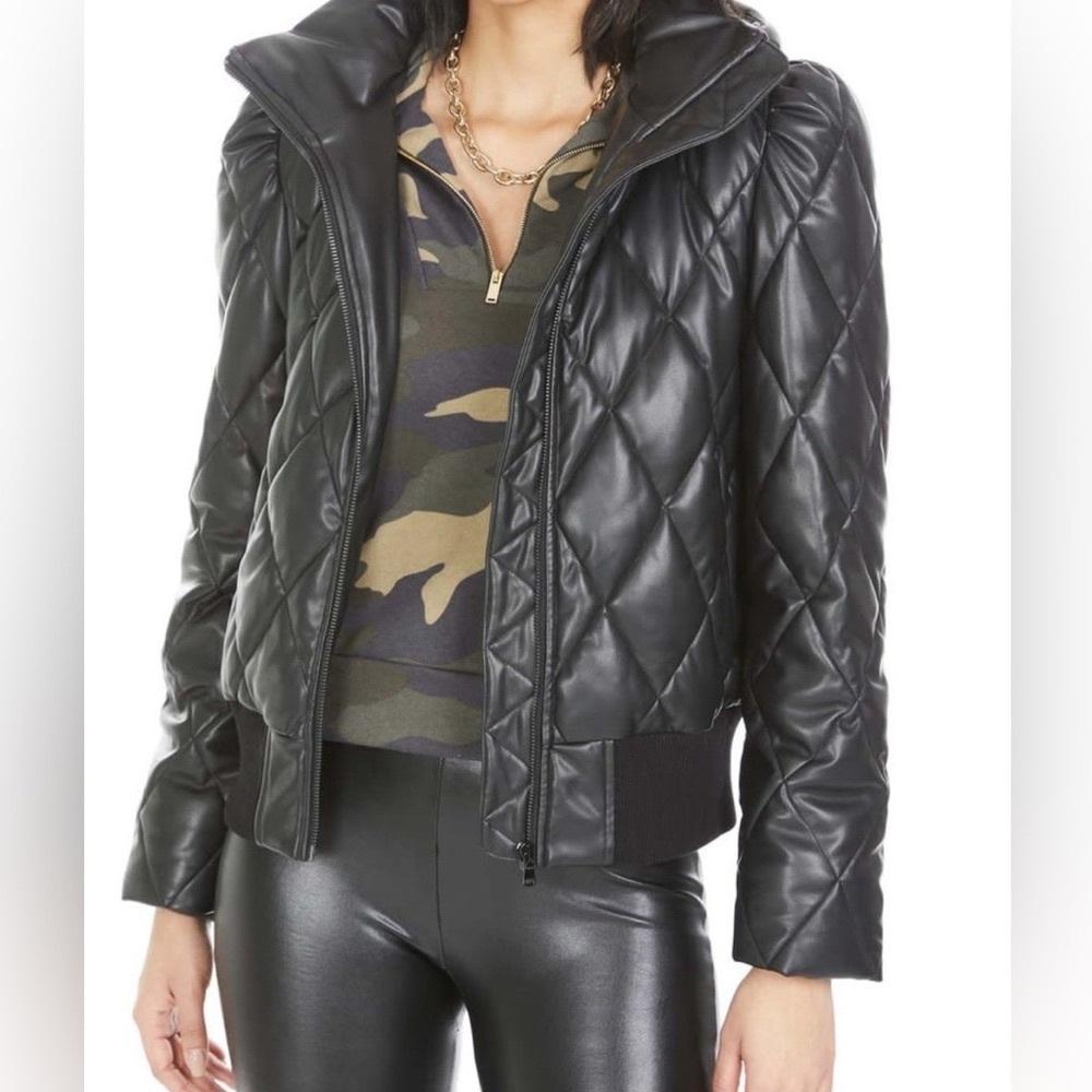Generation Love Black Quilted Faux Leather Bomber Jacket